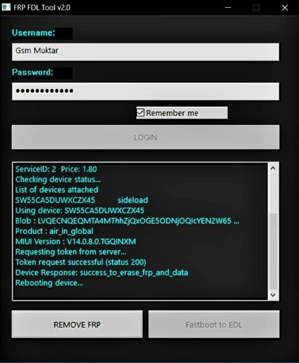 Xiaomi FRP Tool Screenshot